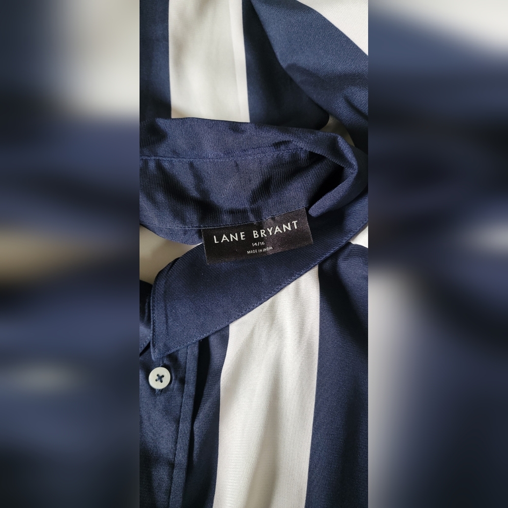 Lane Bryant Stripe Button-Down Collared Blouse - image 5